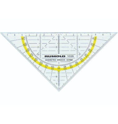 Geometriedreieck 1026, Hypothenuse: 160 mm, mm-Teilung, transparent