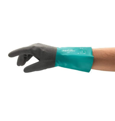 Chemikalienschutzhandschuhe AlphaTec, Nitril, grau/grün, Größe 6 / XS