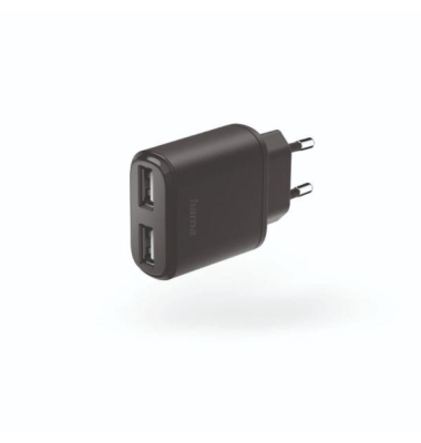Ladeadapter, 2 x USB-A, 12 W, schwarz