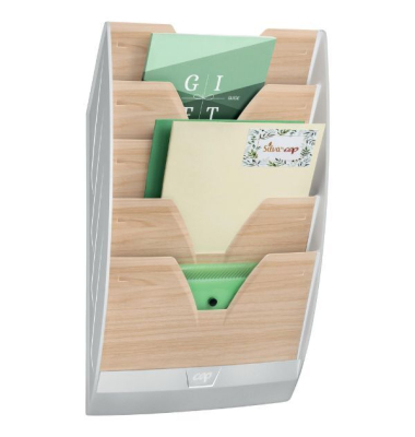 Wandprospekthalter CEP Silva 1001541021, 5 Fächer, 35 x 12 x 58 cm, weißBuche