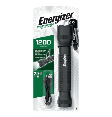 Taschenlampe Energizer TAC 1000, Metall, wiederaufladbar, 1000lm, schwarz