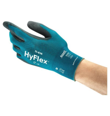 Arbeitshandschuhe HyFlex, Polyurethan, schwarz/grün, Größe 10 / XL