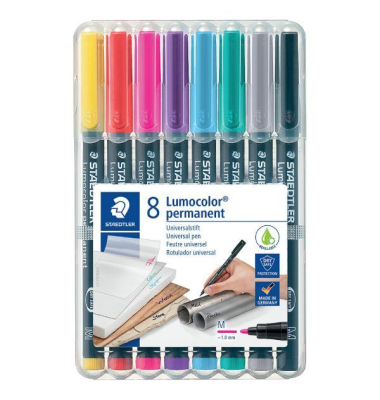 Permanentmarker Staedtler Lumocolor 317 WP8-2, Universal, M, sortiert