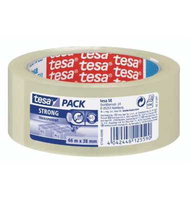 Packband tesapack Strong 57165-00000-05, 38mm x 66m, transparent Packband tesapack Strong 57165-00000-05, 38mm x 66m, transparent