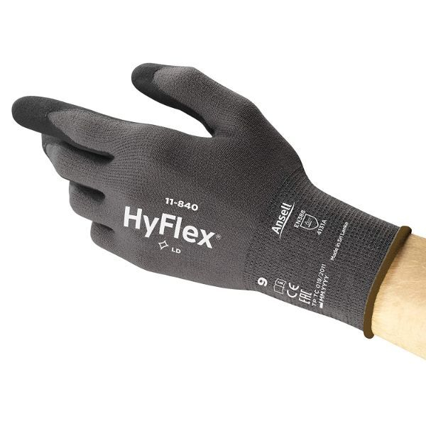 144 Stück Ansell Arbeitshandschuhe HyFlex, Nitrilschaum, schwarz/grau, Größe 5 / XXS  Ansell