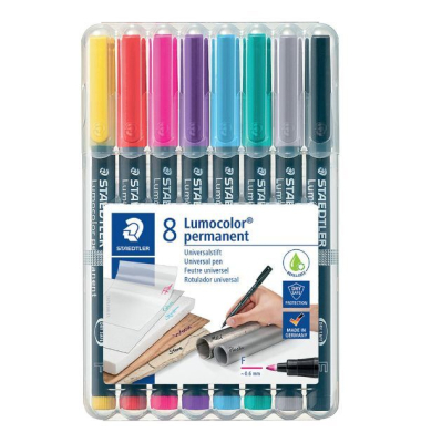 Permanentmarker Staedtler Lumocolor 318 WP8-2, Universal, F, sortiert