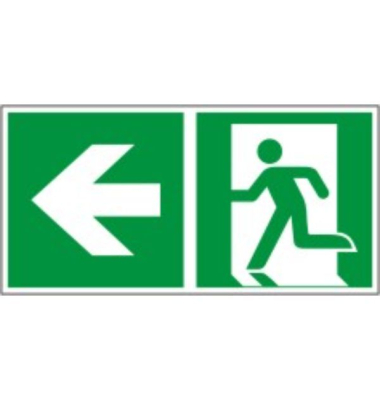Schild 926956.0000, Rettungsweg links, 300x150mm, grünweiß Schild 926956.0000, Rettungsweg links, 300x150mm, grünweiß