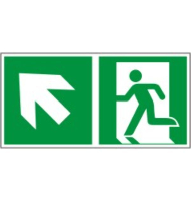 Schild 926976.0000, Rettungsweg links aufwärts, 300x150mm, grünweiß