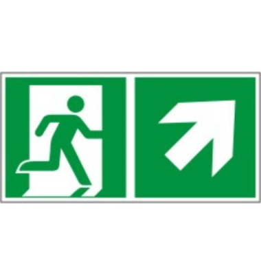 Schild 926980.0000, Rettungsweg rechts aufwärts, 300x150mm, grünweiß 