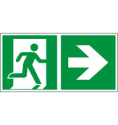 Schild 926960.0000, Rettungsweg rechts, 300x150mm, grünweiß