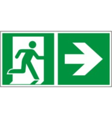 Schild 926960.0000, Rettungsweg rechts, 300x150mm, grünweiß