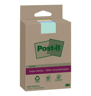 Haftnotizen UU012764427, Recycling Notes Super Sticky, 102x152mm, gelb, rechteckig