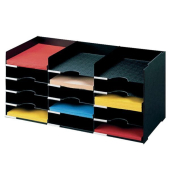 Horizontaler Organizer 531.01, stapelbar, 15 Fächer, A4, schwarz