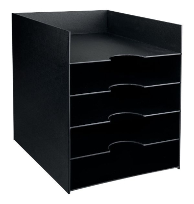Horizontaler Organizer 3005.01, stapelbar, 5 Fächer, 24x32cm, schwarz