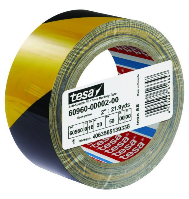 Anti-Kratz-PET-Bodenmarkierungsband, 20 m x 50 mm, schwarz-gelb
