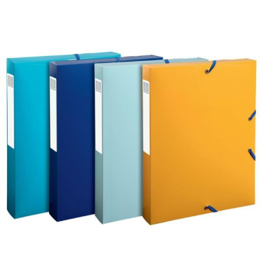 Heftbox BeeBlue 59140E, A4 farbig sortiert/transluzent, 3,5cm F&uuml;llh&ouml;he, Recycling-Polypropylen (PP)