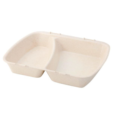 Mehrweg-Menü-Beh. Häppy Box, 245 x 200 x 45, 2 Kam., creme-weiß