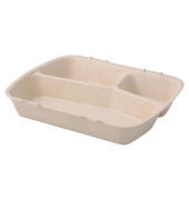 Mehrweg-Menü-Beh. Häppy Box, 245 x 200 x 45, 3 Kam., creme-weiß