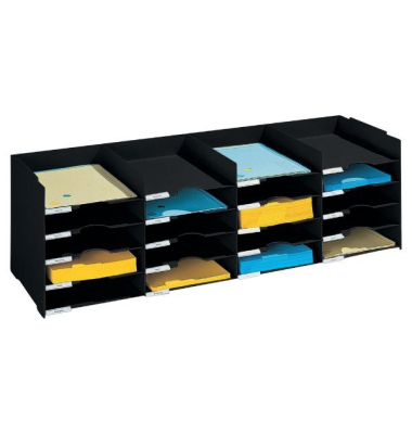 Horizontaler Organizer 541.01, stapelbar, 20 Fächer, A4, schwarz