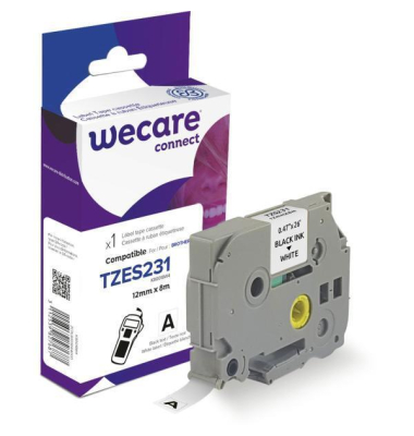 Schriftband K80018W4, 12mm x 8m, schwarz/weiß, laminiert, kompatibel zu P-touch TZe-S231 Schriftband K80018W4, 12mm x 8m, schwarz/weiß, laminiert, kompatibel zu P-touch TZe-S231