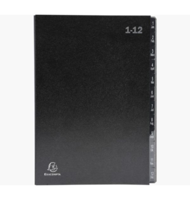 Pultordner 57012E, 1-12 / Jan-Dez, schwarz, A4, 12 F&auml;cher