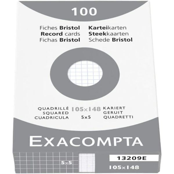 Exacompta Karteikarten 13209E weiß A6 kariert 5x5  7611365214716 Exacompta 100 Stück