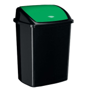 Abfalleimer mit schwarzem Deckel, 50 Liter, grau