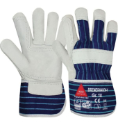 Arbeitshandschuhe Bremerhaven, Leder, weiß/blau, Größe 8 / M
