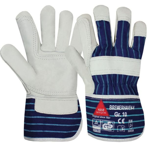 4018949294103 - Arbeitshandschuhe Bremerhaven V Leder natur blau Größe 10   XL 4018949294103 12 Stück