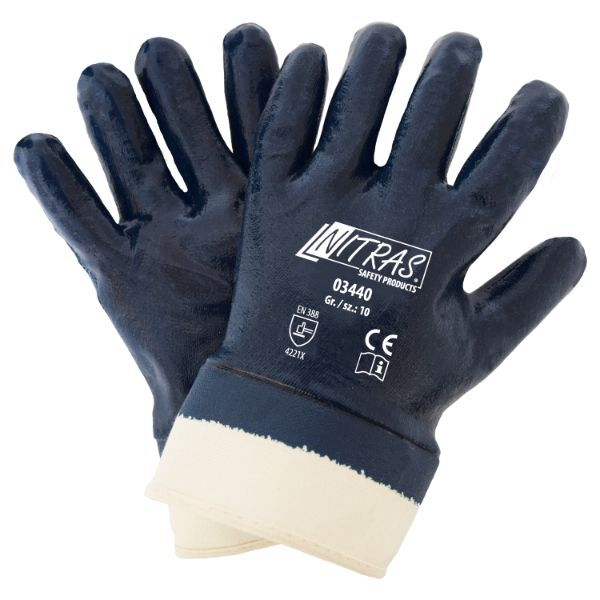 Wemag - top Nitril Handschuh weser blau 03440 bw Jersey m stulpe vollbesch Gr 8