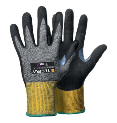 Schnittschutzhandschuhe TEGERA INFINITY 8807 , Nitrilschaum, Wasserbasierendes Polyurethan, schwarz/gelb, Größe 9 / L