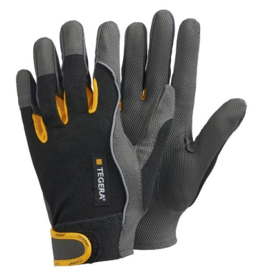Arbeitshandschuhe, Leder, schwarz/grau/gelb, Größe 7 / S