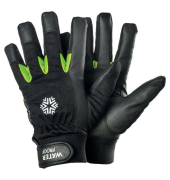 Winterhandschuhe TEGERA517, Polyurethan, Leder, /Kunstleder, schwarz/gr&uuml;n, Gr&ouml;&szlig;e 9 / L