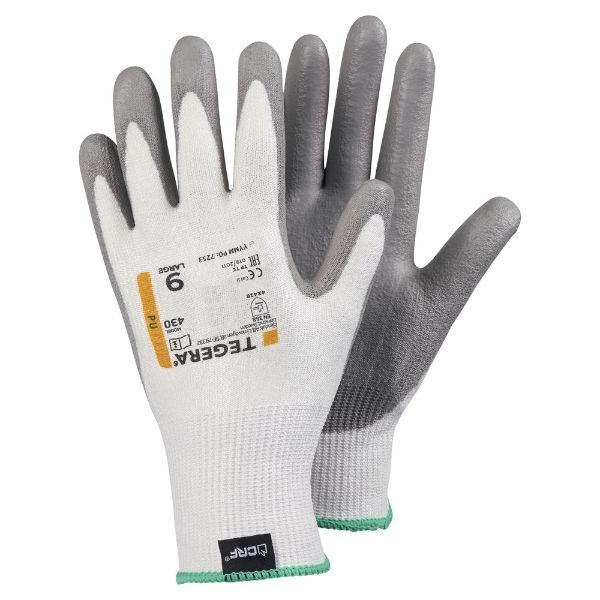 12 Stück Ejendals Schnittschutzhandschuhe TEGERA 430 , Polyurethan, grau/weiß, Größe 10 / XL 7392626073135 Ejendals