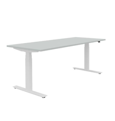 Schreibtisch Active T, elektrisch höhenverstellbar, 64-125cm (H), 180x80cm (BxT), rechteckig, lichtgrau / weiß Schreibtisch Active T, elektrisch höhenverstellbar, 64-125cm (H), 180x80cm (BxT), rechteckig, lichtgrau / weiß
