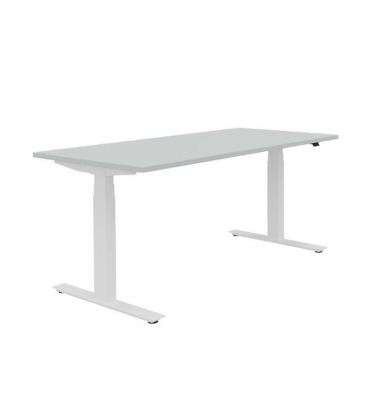 Schreibtisch Active T, elektrisch höhenverstellbar, 64-125cm (H), 160x80cm (BxT), rechteckig, lichtgrau / weiß