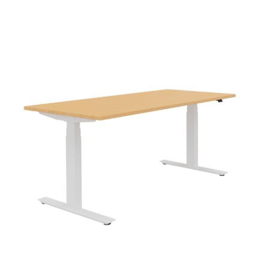 Schreibtisch Active T, elektrisch höhenverstellbar, 64-125cm (H), 160x80cm (BxT), rechteckig, eiche / weiß