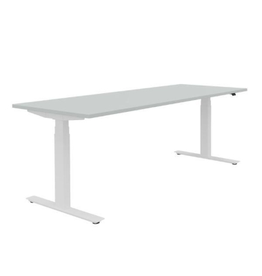 Schreibtisch Active T, elektrisch höhenverstellbar, 64-125cm (H), 200x80cm (BxT), rechteckig, lichtgrau / weiß