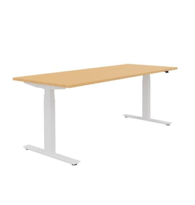 Schreibtisch Active T, elektrisch höhenverstellbar, 64-125cm (H), 200x80cm (BxT), rechteckig, eiche / weiß