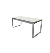 Schreibtisch Architekt , manuell h&ouml;henverstellbar, 68-72cm (H), 180x80cm (BxT), rechteckig, wei&szlig; / silber