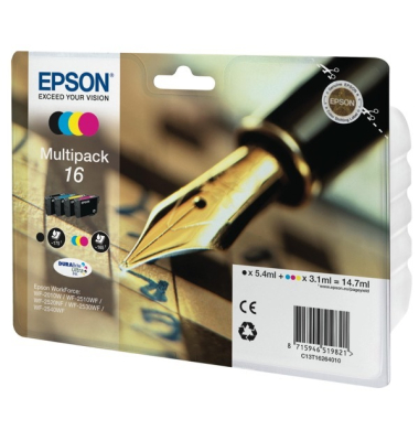 Druckerpatrone T16264010 (kompatibel zu Epson Workforce), schwarz/cyan/magenta/gelb, ca. 175 Seiten