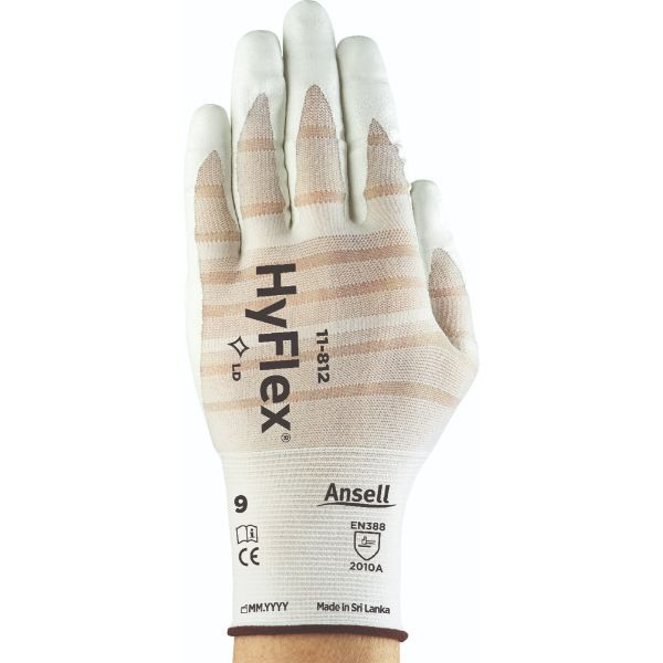 12 Stück Ansell Mechanikschutzhandschuhe HyFlex, Nitril-Mikroschaum, weiß, Größe 6 / XS 0076490441293 Ansell