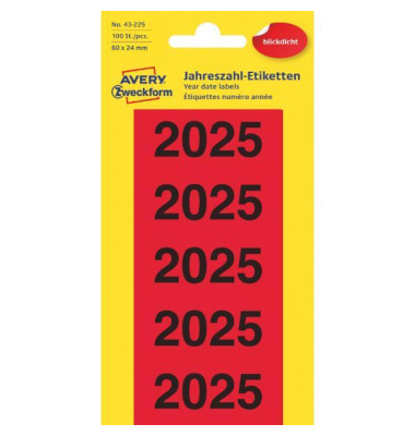 Jahreszahlen 43-225, 2025, selbstklebend