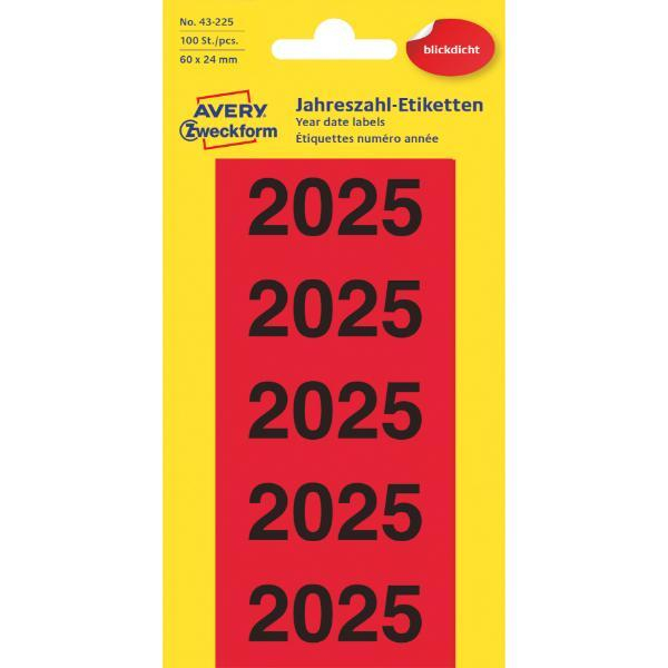 4004182432259 - Jahreszahlen 43-225 2025 rot 60x24mm selbstklebend 4004182432259 100 Stück