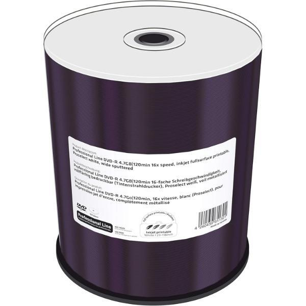 Professional Line - 100 x DVD-R - 47 GB (120 Min) 16x - weiÃ - mit Tintenstrahldrucker bedruckbare OberflÃ¤che - Spindel