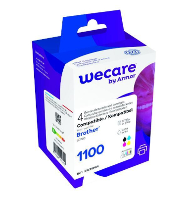 WeCare Tintenpatrone komp. mit brother LC1100, Inhalt: 17ml, 4 Farben WeCare Tintenpatrone komp. mit brother LC1100, Inhalt: 17ml, 4 Farben