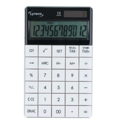 Tischrechner Neutral 12-stellig, Solar-Batteriebetrieb, wei&szlig;