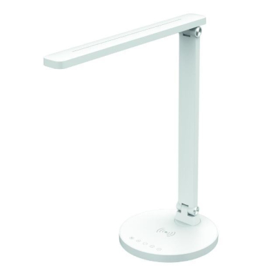 LED-Schreibtischlampe Atias, weiß, mit Standfuß, dimmbar