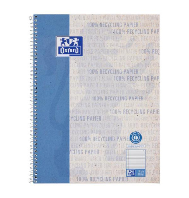 Collegeblock 400159370 Recycling, liniert / liniert, A4+, 90g, blau, 80 Blatt