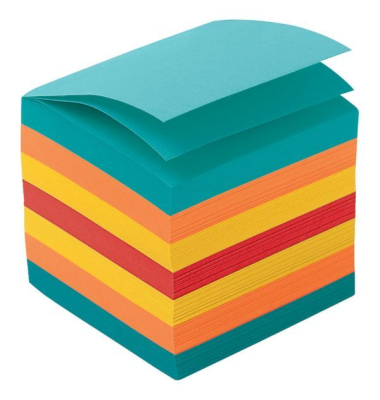 Zettelklotz 11070711, 90x90mm, geleimt, farbig sortiert, Papier, 850 Blatt